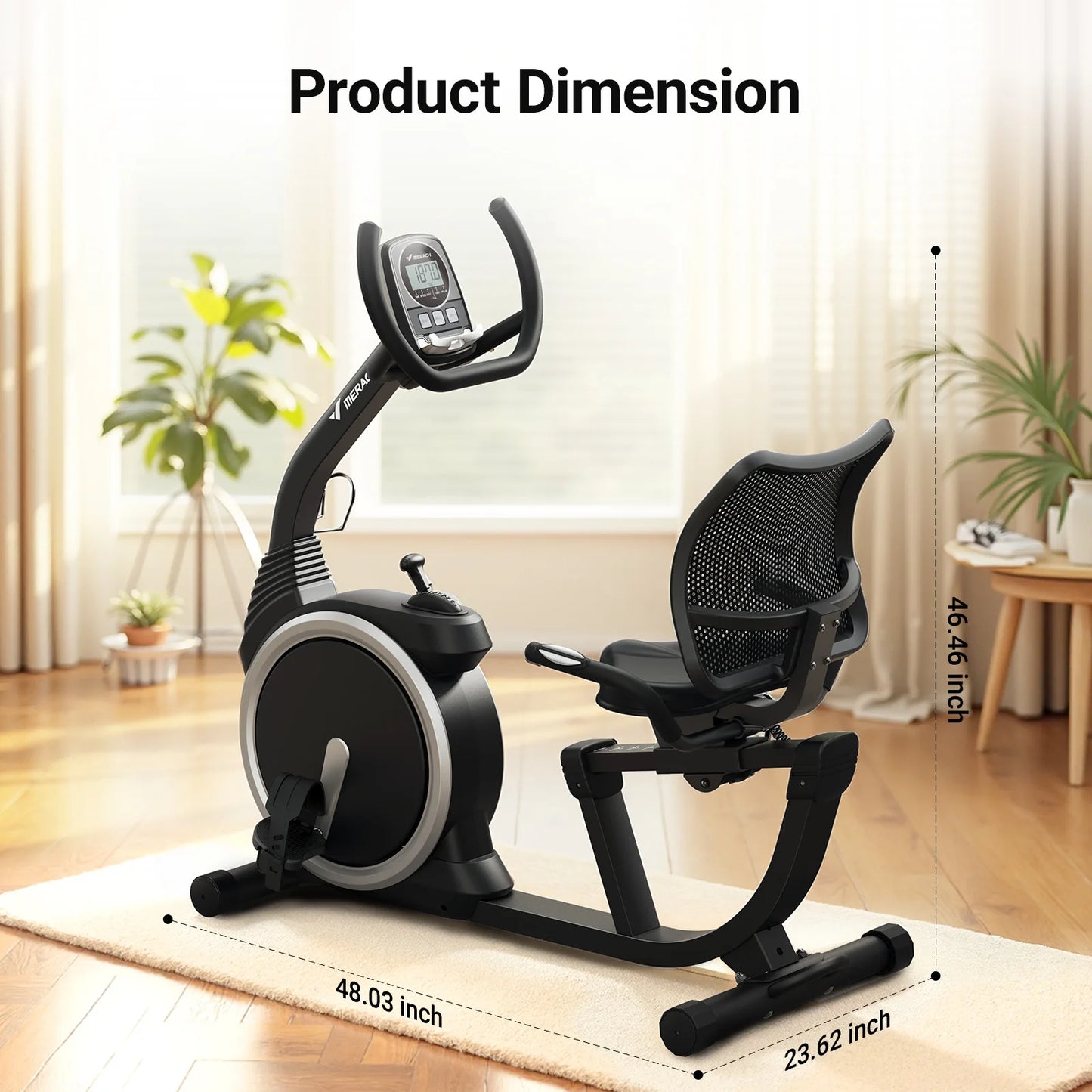 MERACH Recumbent Exercise Bike for Home Use Magnetic Resistance