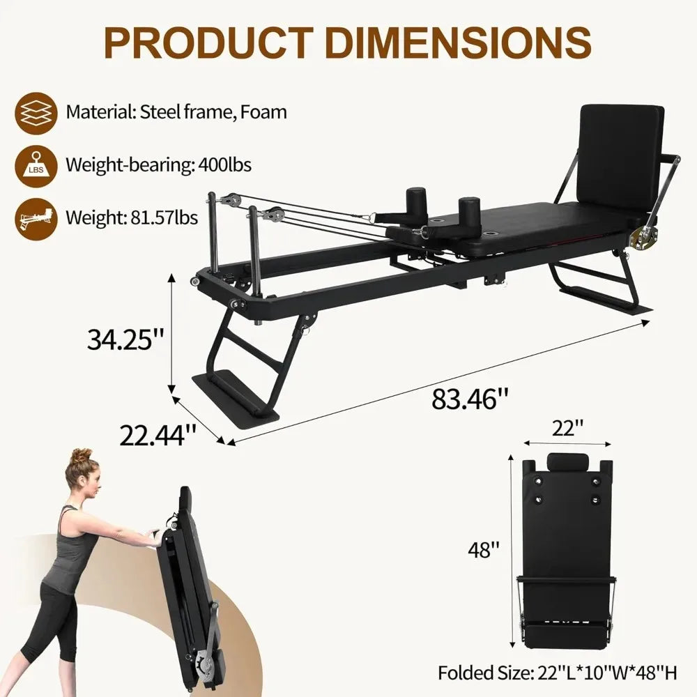 ZHUXIANG Foldable Pilates Reformer Ultra Home Workout Machine