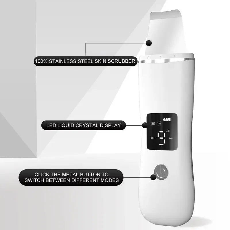 C7 Ultrasonic Facial Skin Cleaner, LCD Blackhead Removal Machine, Ultrasonic Ion Introduction Device, Facial Cleaning Tool