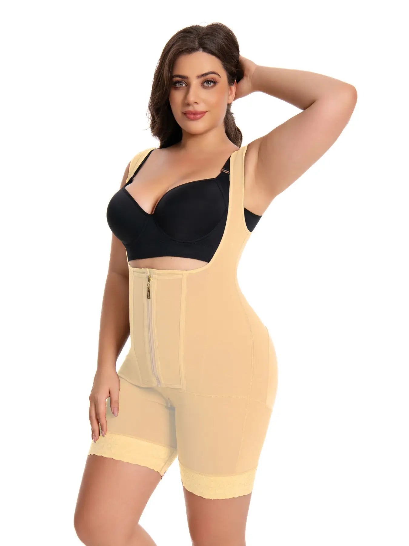Guangdong Shapewear Women High Waist Lace Bodysuit Zipper