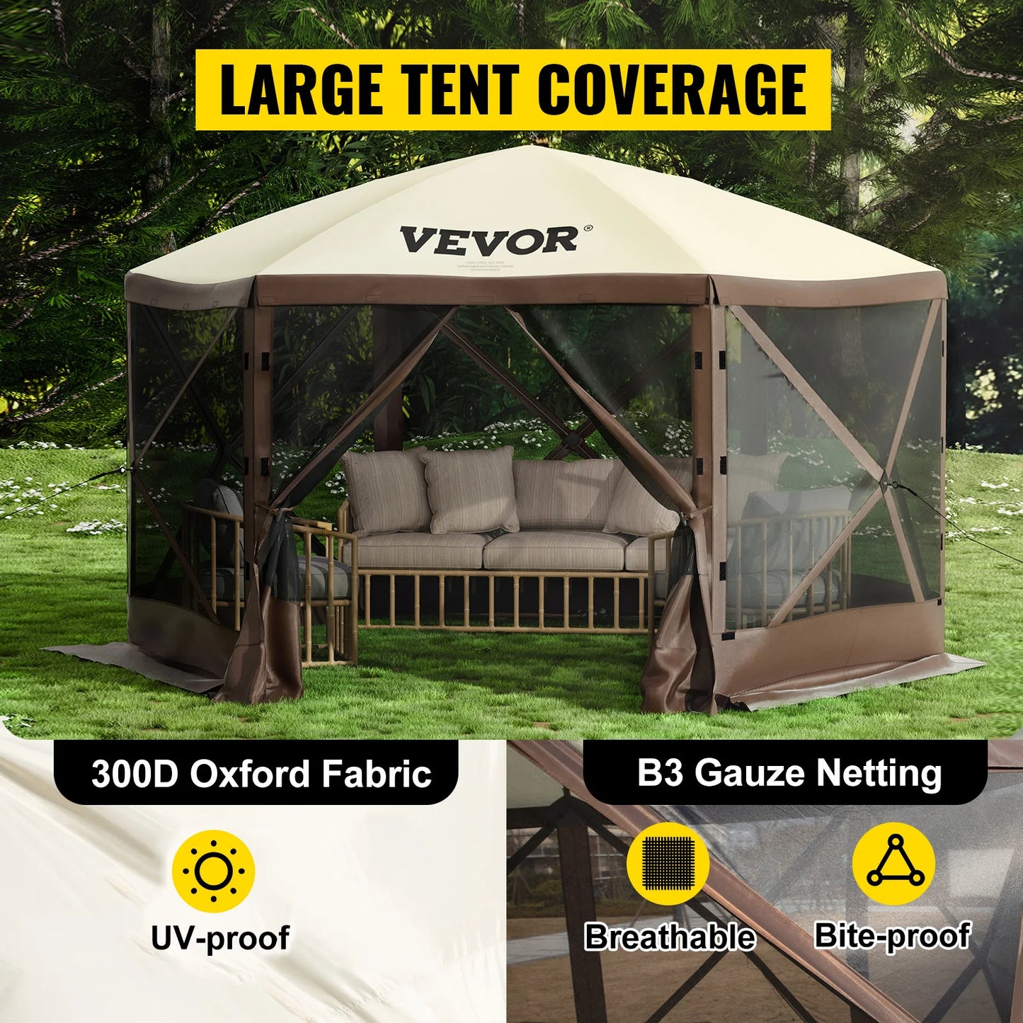 SucceBuy Pop Up Camping Gazebo Canopy Shelter Sun Shade
