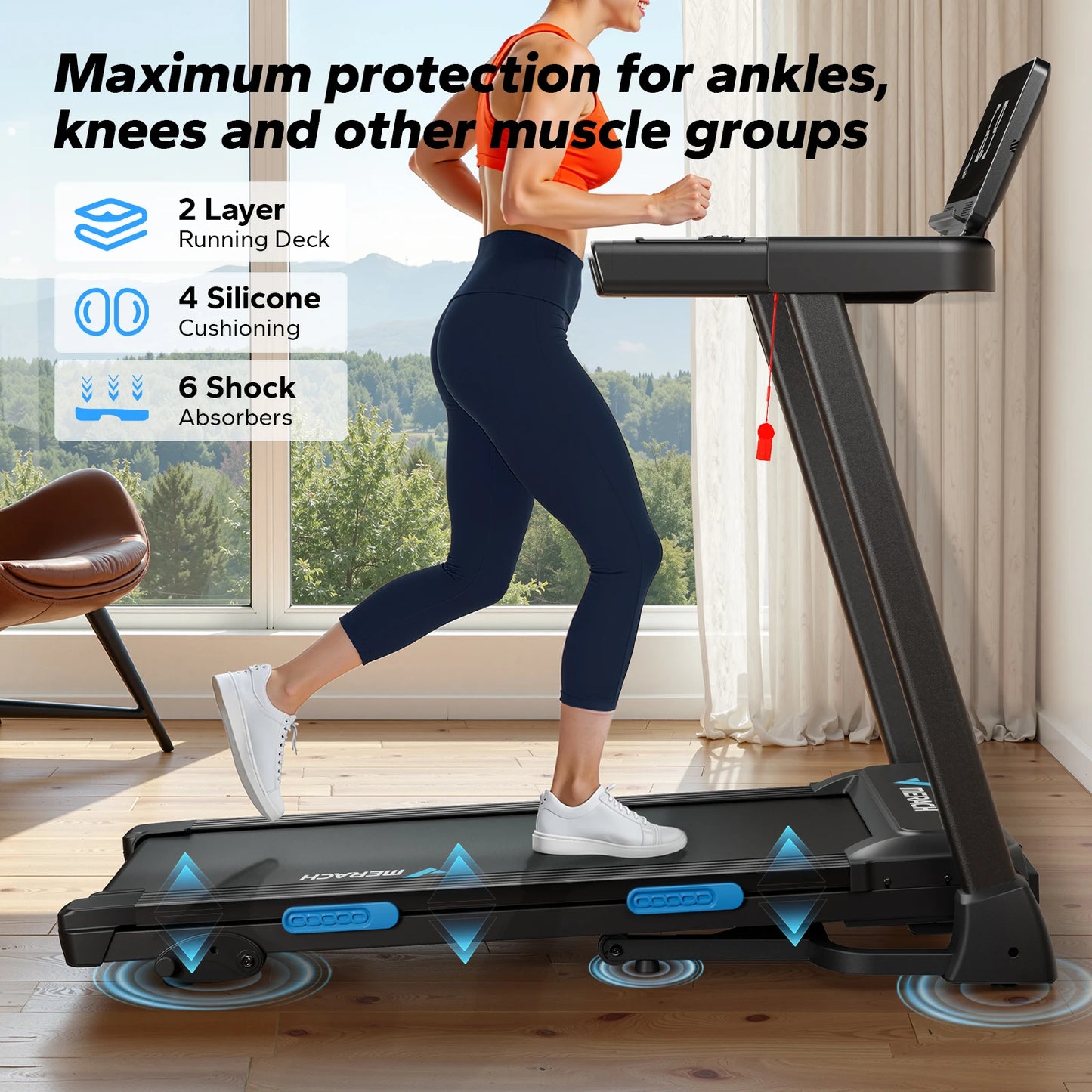 Merach Foldable Treadmill T12B1 Incline Quiet Heart Rate