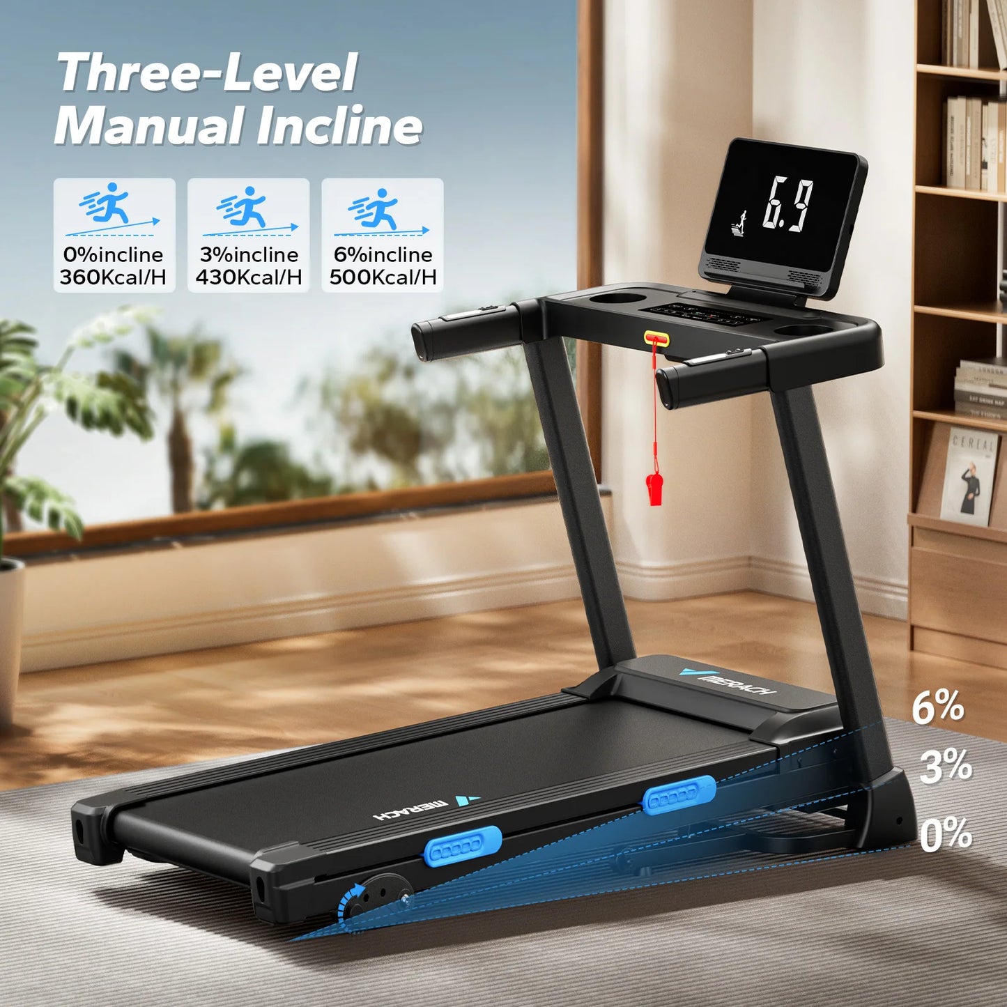 Merach Foldable Treadmill T12B1 Incline Quiet Heart Rate