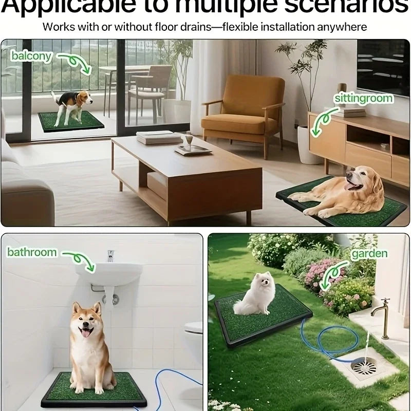 Hign-concerned Portable Dog Toilet With Turf Bath Mat And Pad