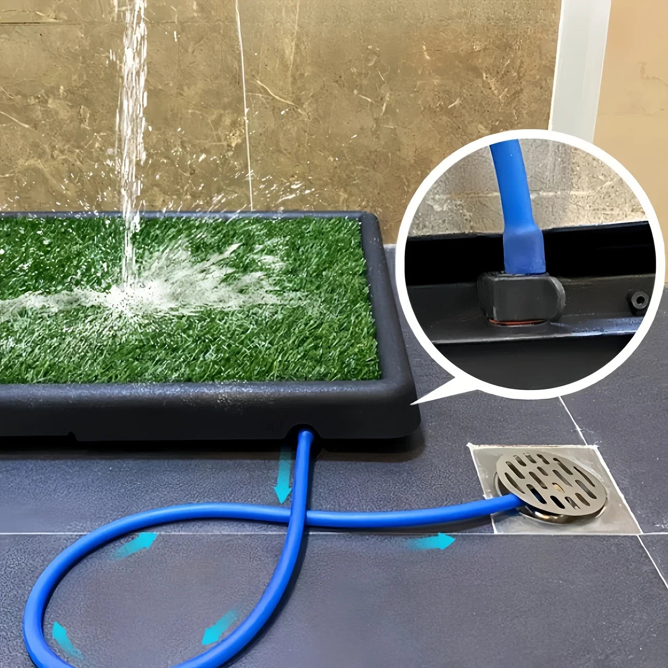 Hign-concerned Portable Dog Toilet With Turf Bath Mat And Pad