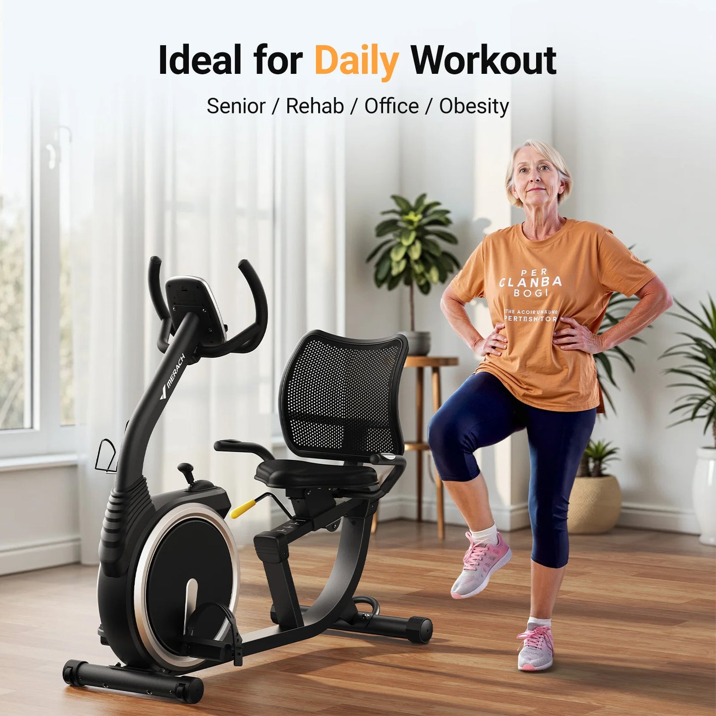 MERACH Recumbent Exercise Bike with Magnetic Resistance for Home Use