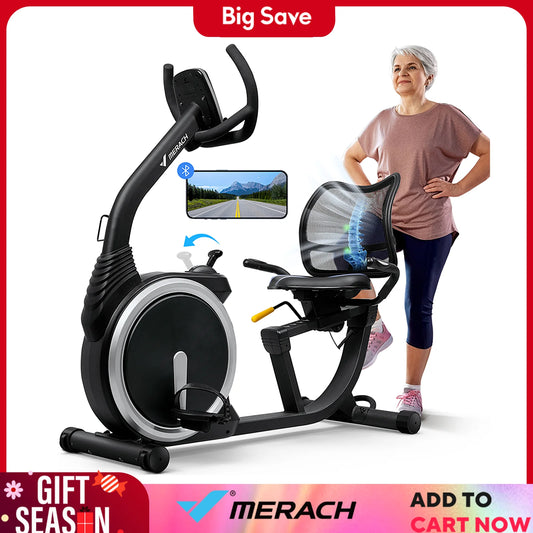 MERACH Recumbent Exercise Bike with Magnetic Resistance for Home Use