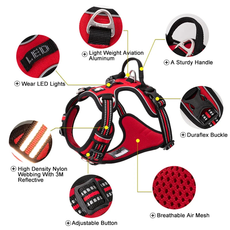 TRUELOVECN Reflective Adjustable No Pull Dog Harness