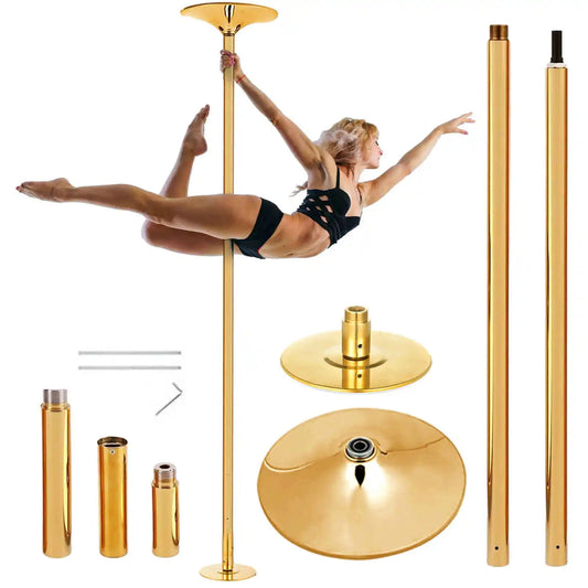 45mm Adjustable Dance Pole - Spinning/Static Mode, Heavy-Duty Steel, Ideal for Home Workouts(Gold)