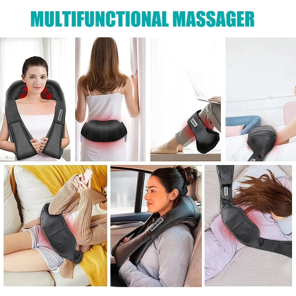 HOMEFISH Shiatsu Neck And Shoulder Massager Heated Pillow