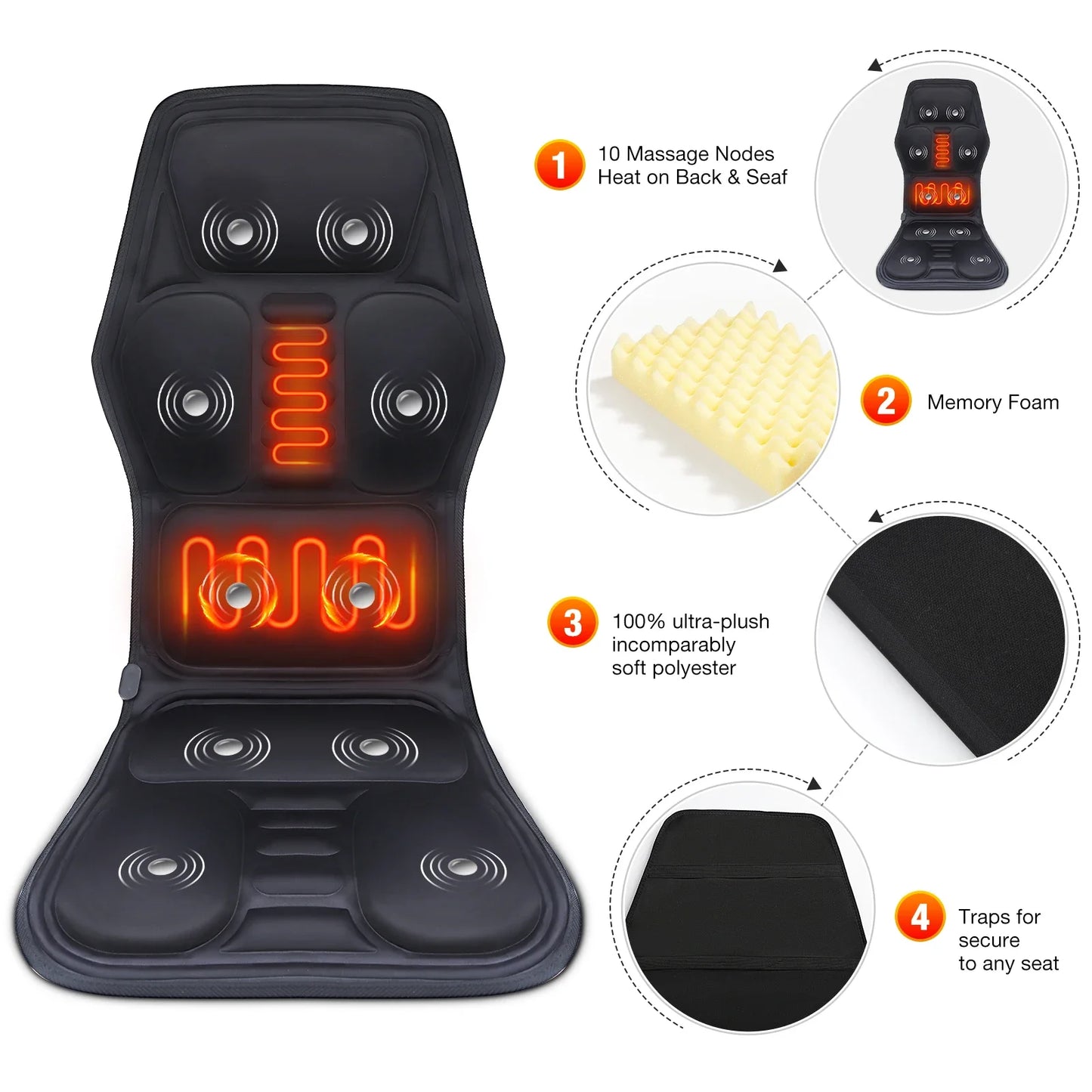 Agdoad Electric Back Massager Infrared Full Body Cushion