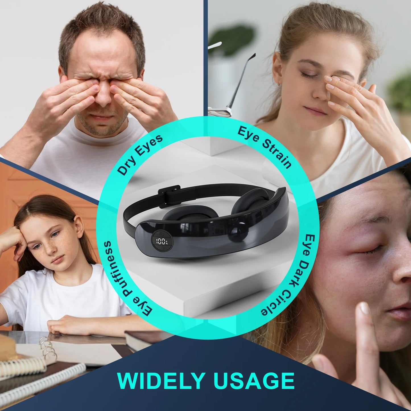 Wireless Eye Massager Instant Hot Cold Compress Eye Massager for Tired Eyes Dark Circles Remove Heating Music Relieves Fatigue
