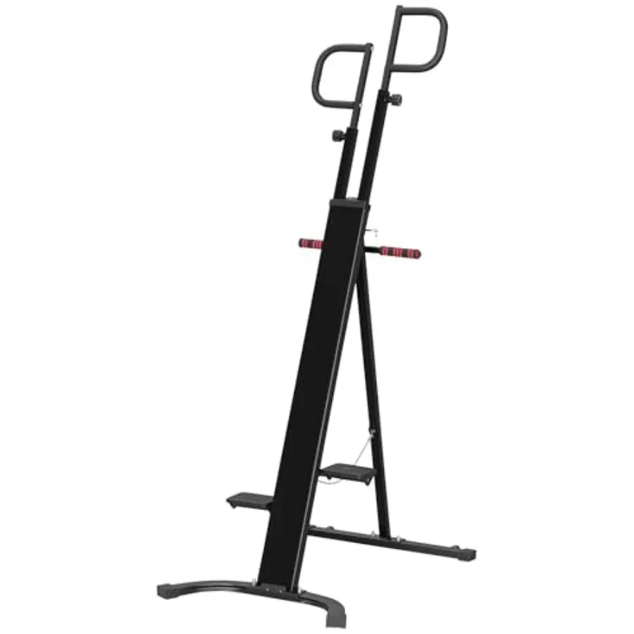 Folding Vertical Climber Exercise Machine Height Adjustable Climbing Machine with LCD Monitor and Transport Wheels Stair Steppe