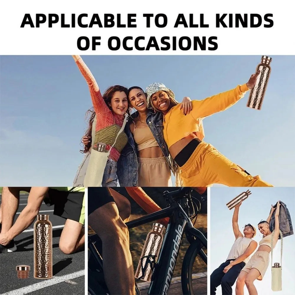 Hign Concerned Copper Water Bottle OneClick Hammer Pattern