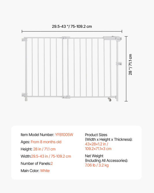 VEVOR Baby Gate For Child And Pet Safety Easy Install