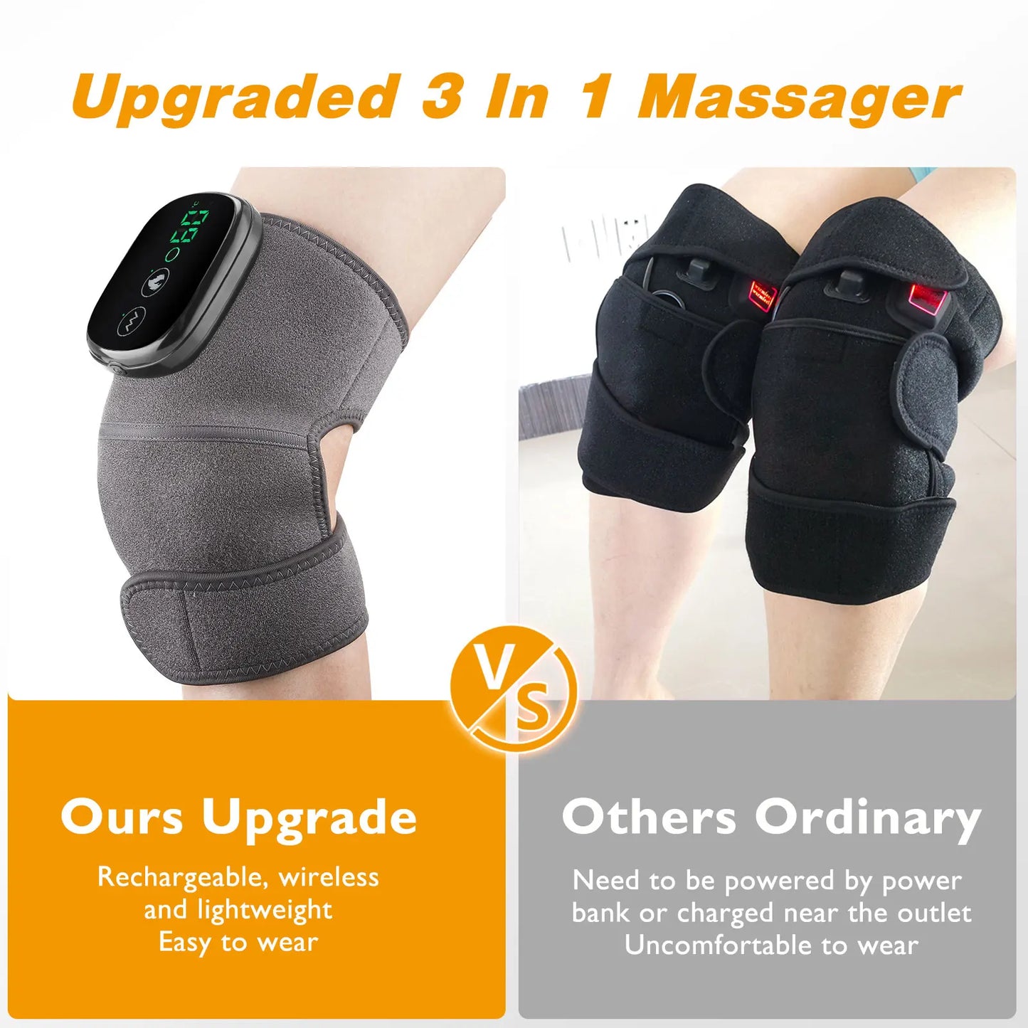 Hailicare 3 In 1 Electric Heating Massage Belt Knee Shoulder