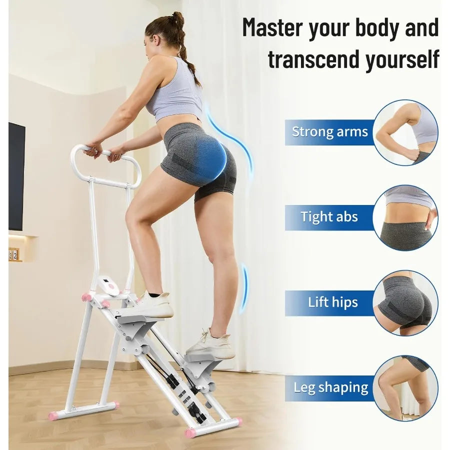 Stair Stepper for Home New Version 6 Adjustable Resistance Vertical Climber Cardio Exercise Machine with Folding Design for Ful