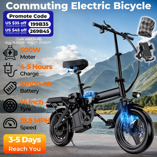 LELEKUAI 500W Folding Electric Bike With Removable Battery