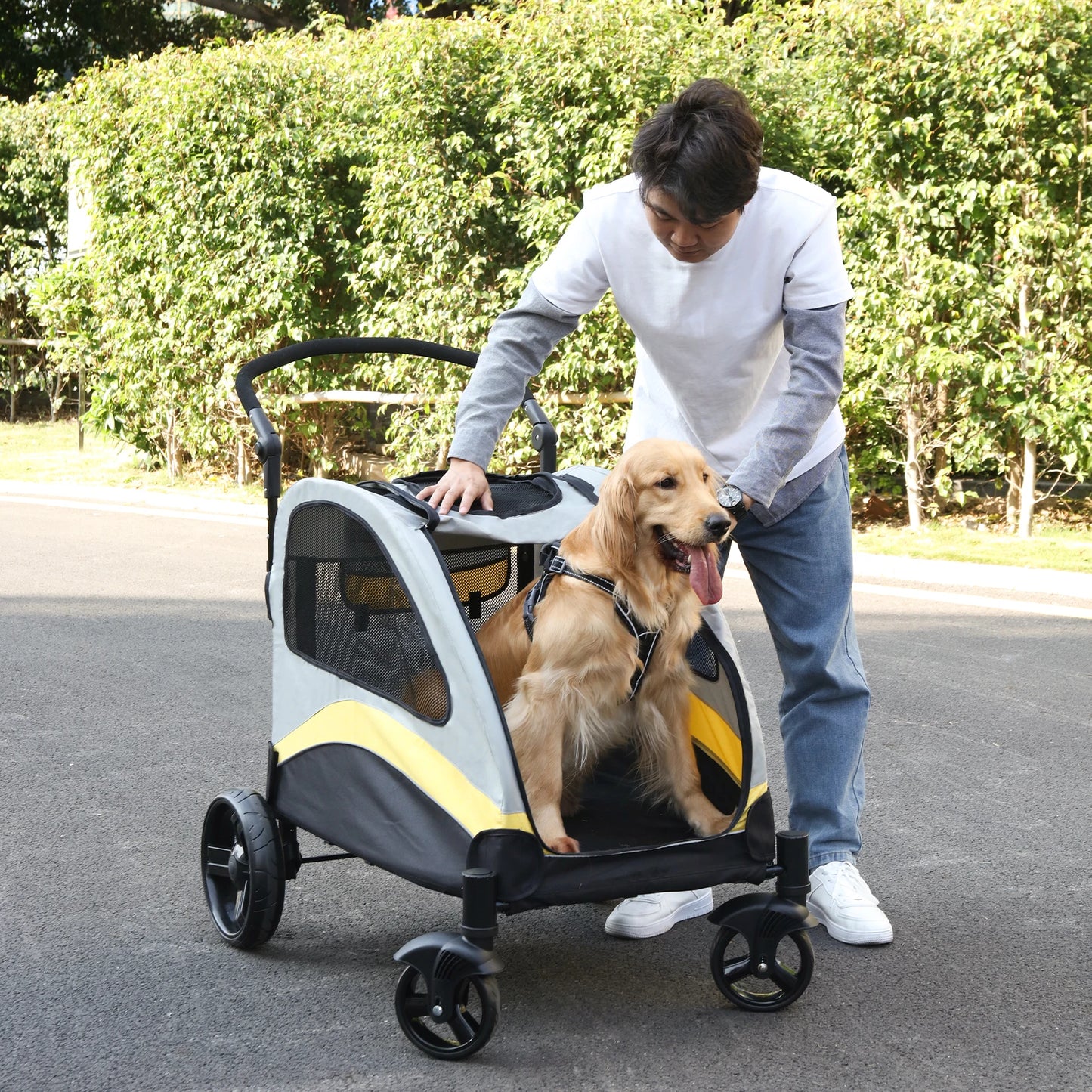 Dog Jogger Stroller Wagon Foldable Cart Load Up To 55 Kg