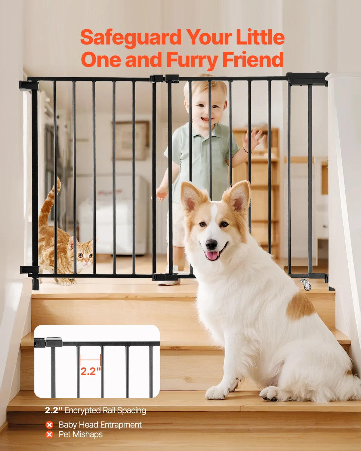 VEVOR Baby Gate For Child And Pet Safety Easy Install