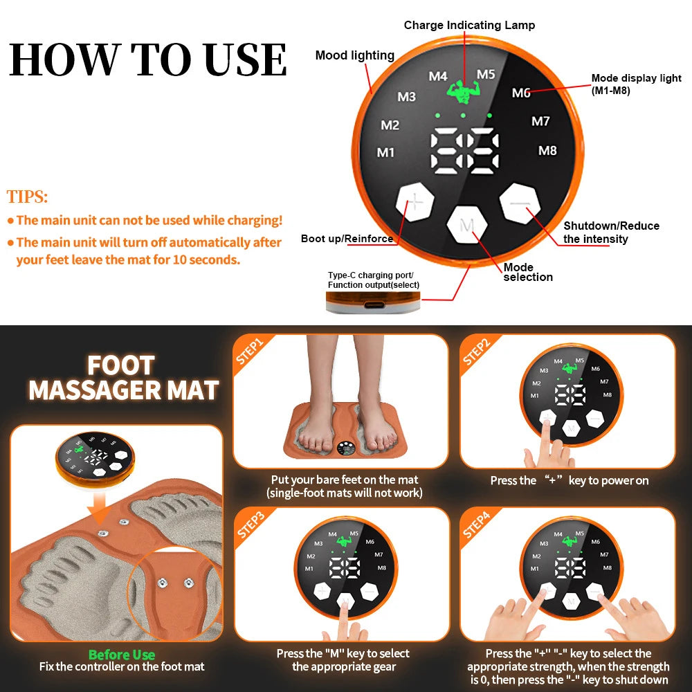 Hailicare 3D Foot Massage Pad With 8 Modes 29 Levels