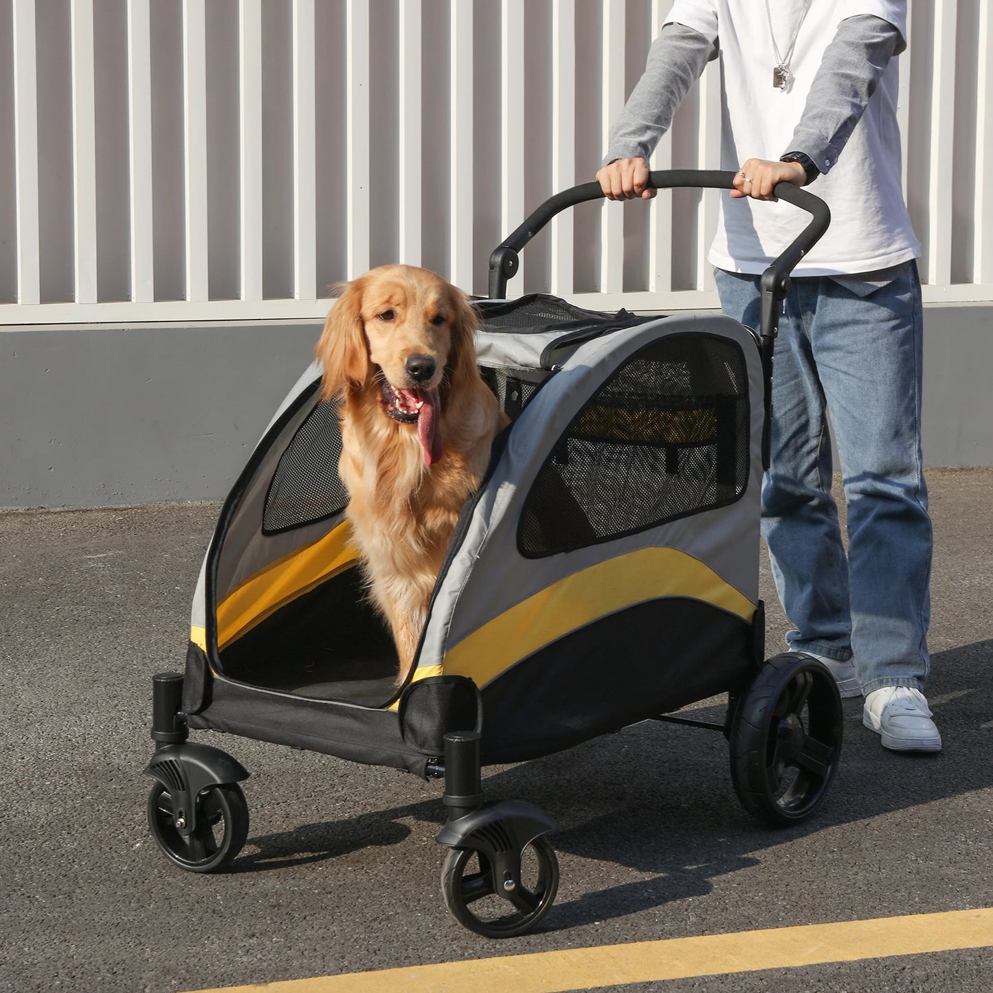 Dog Jogger Stroller Wagon Foldable Cart Load Up To 55 Kg