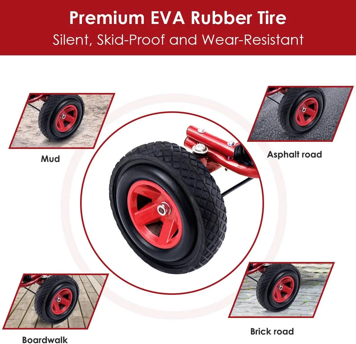 YTYIN Go Kart For Kids Four Wheel Off Road Pedal Car With Adjustable Seat Steering Wheel And EVA Rubber Tires