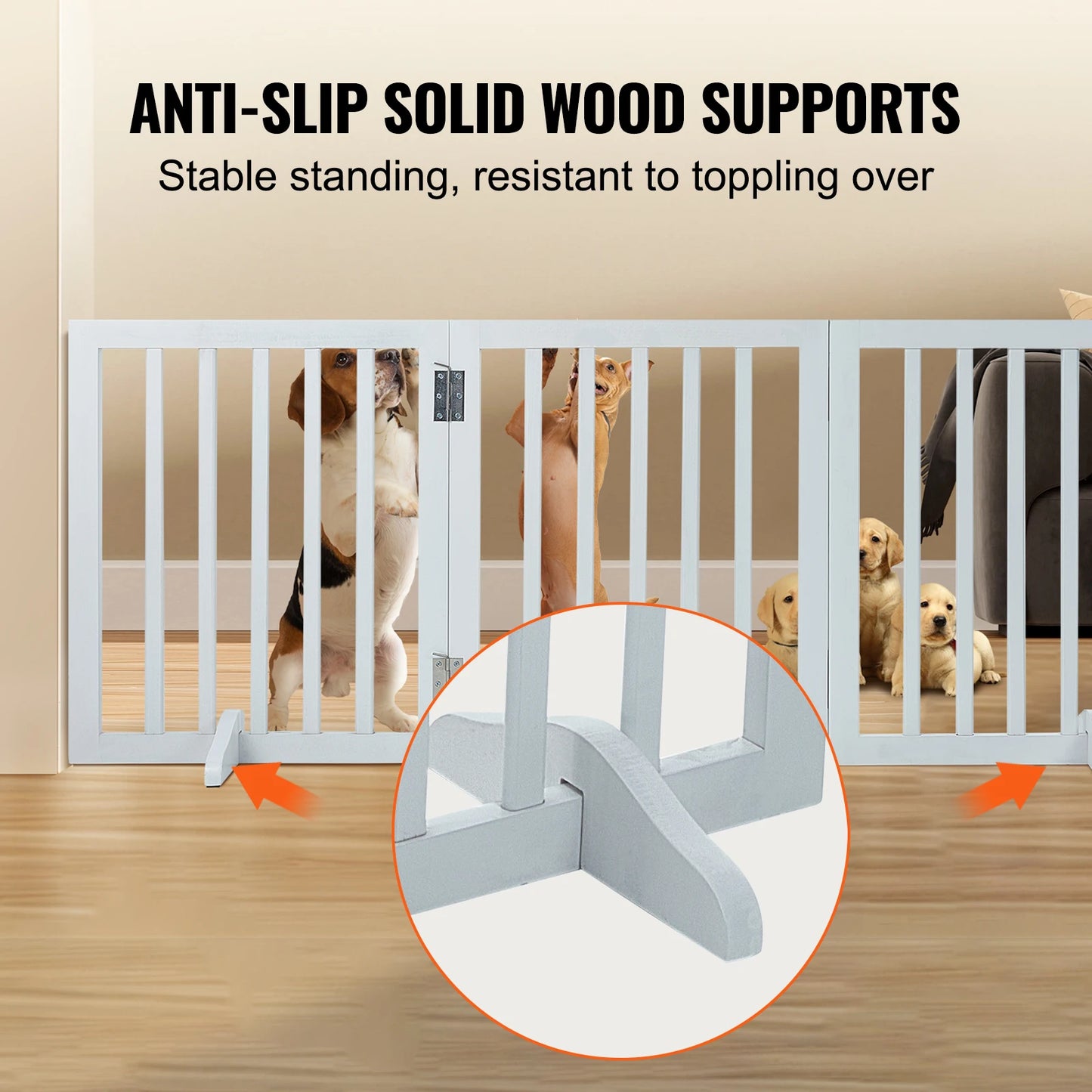 Free Standing Dog Gate Panel Foldable Pet Barrier Narrow Passages