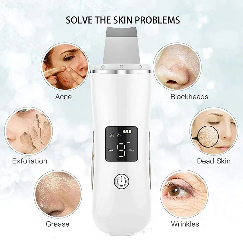 C7 Ultrasonic Facial Skin Cleaner, LCD Blackhead Removal Machine, Ultrasonic Ion Introduction Device, Facial Cleaning Tool