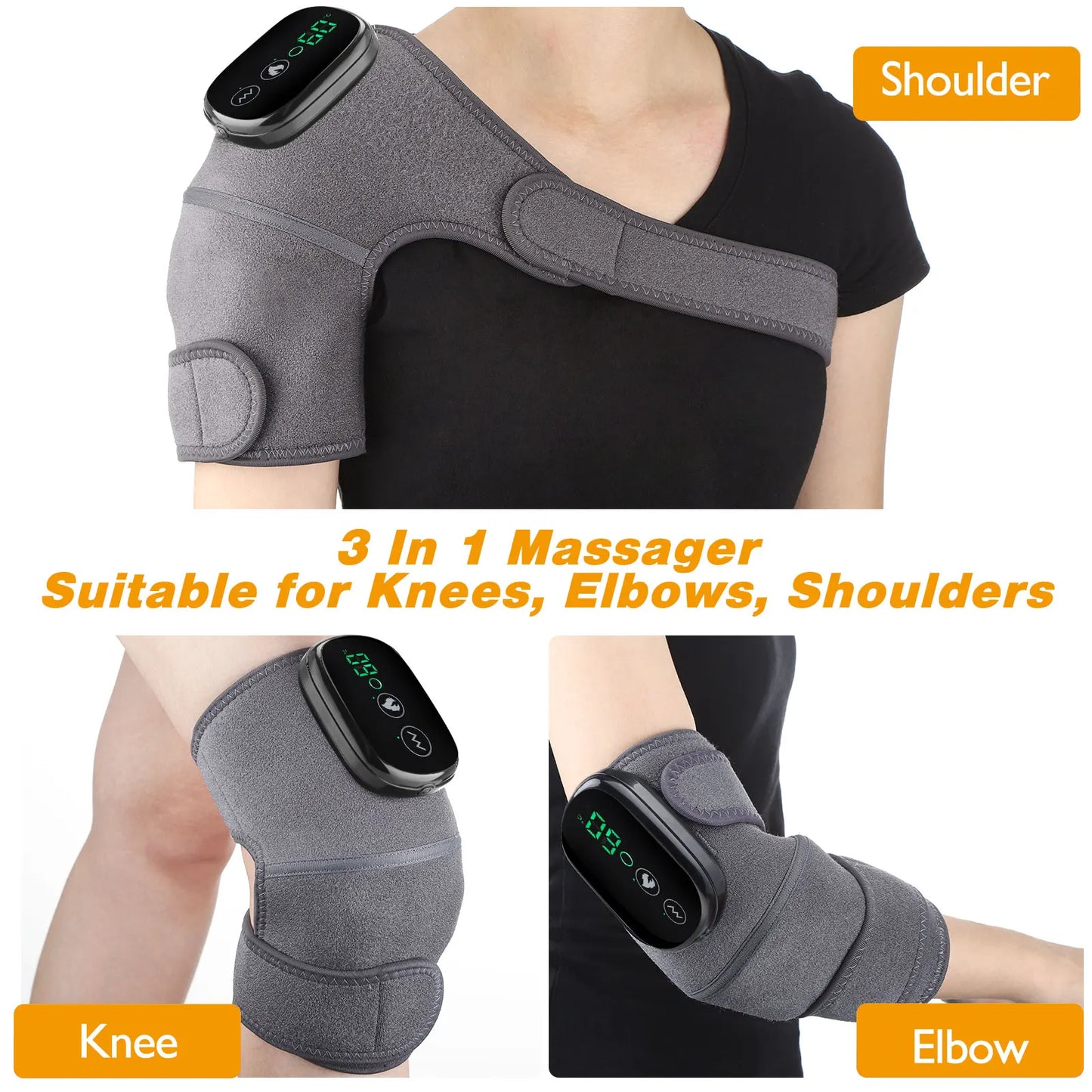Hailicare 3 In 1 Electric Heating Massage Belt Knee Shoulder