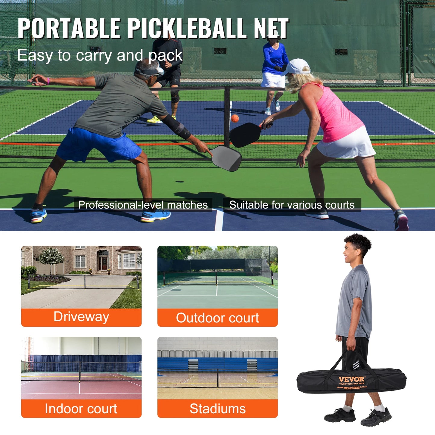 SucceBuy Portable Pickleball Net System Outdoor Court Line