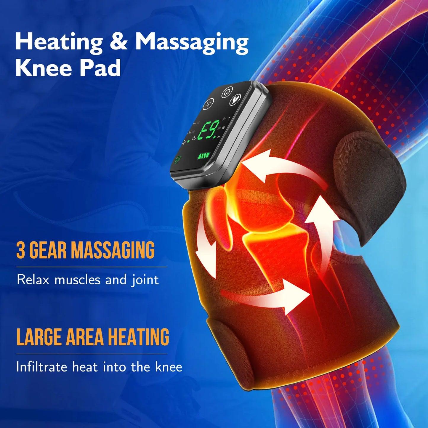Moajaza Heated Knee Massager 3 in 1 Shoulder Elbow Brace