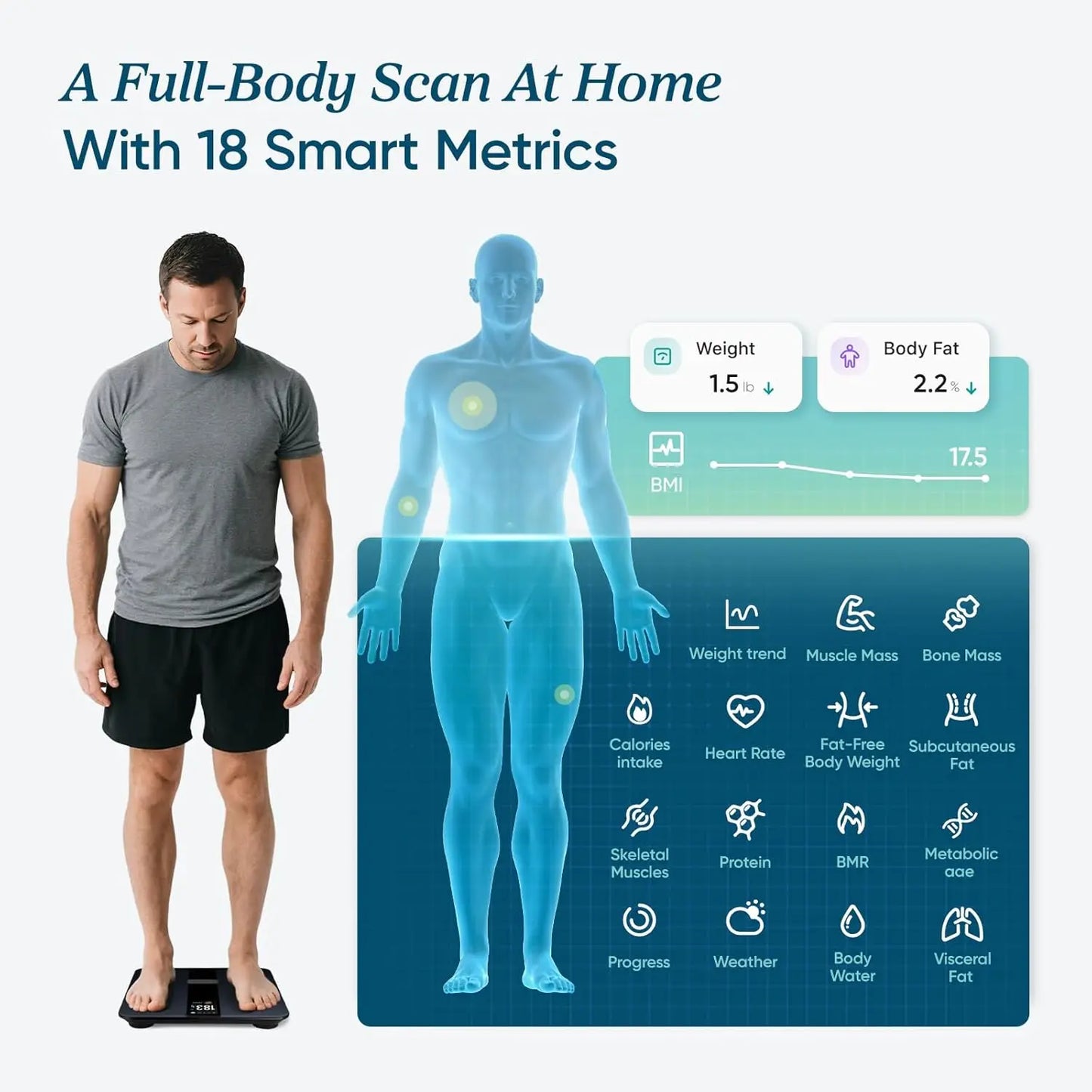 Smart Body Scale With WiFi App Sync For Weight Tracking
