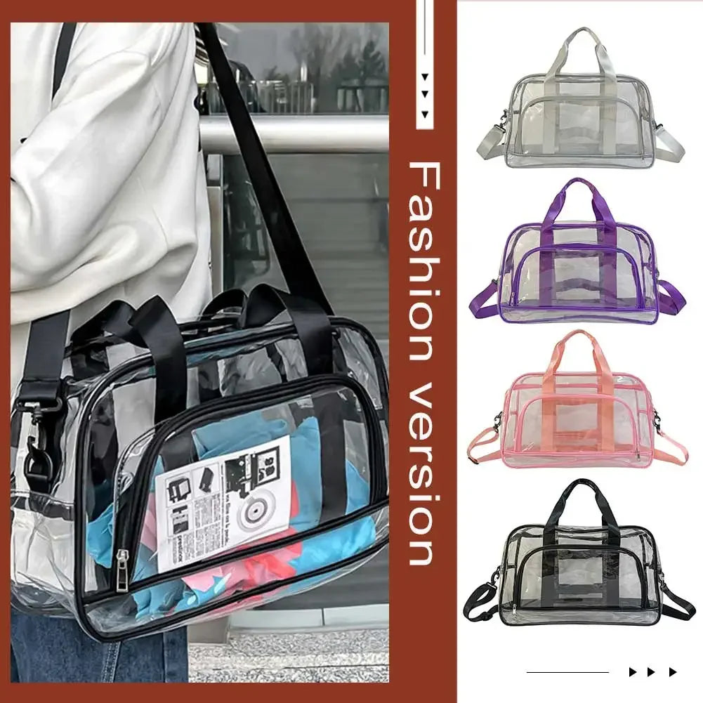 Transparent PVC Duffel Bag Large Capacity Hand Luggage Bag Lightweight Waterproof Portable Multifunctional for Swimming Hiking