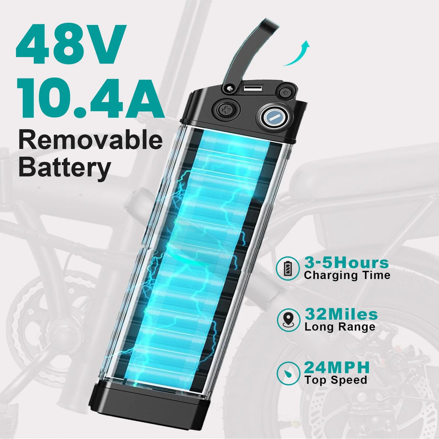 LELEKUAIC Folding Electric Bike 500W Removable Battery