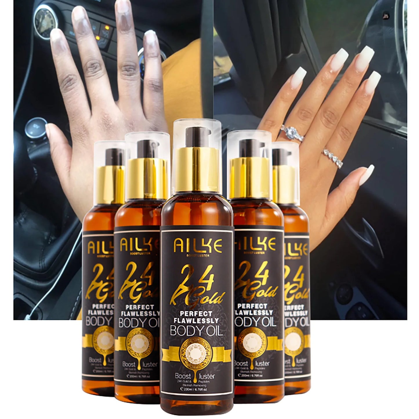AILKE 24K Glod Flawlessly Skin Care Range, Skin Whitener, Reduce Dark Spots, Melanin, Wrinkles, Moisturize, For Women & Men