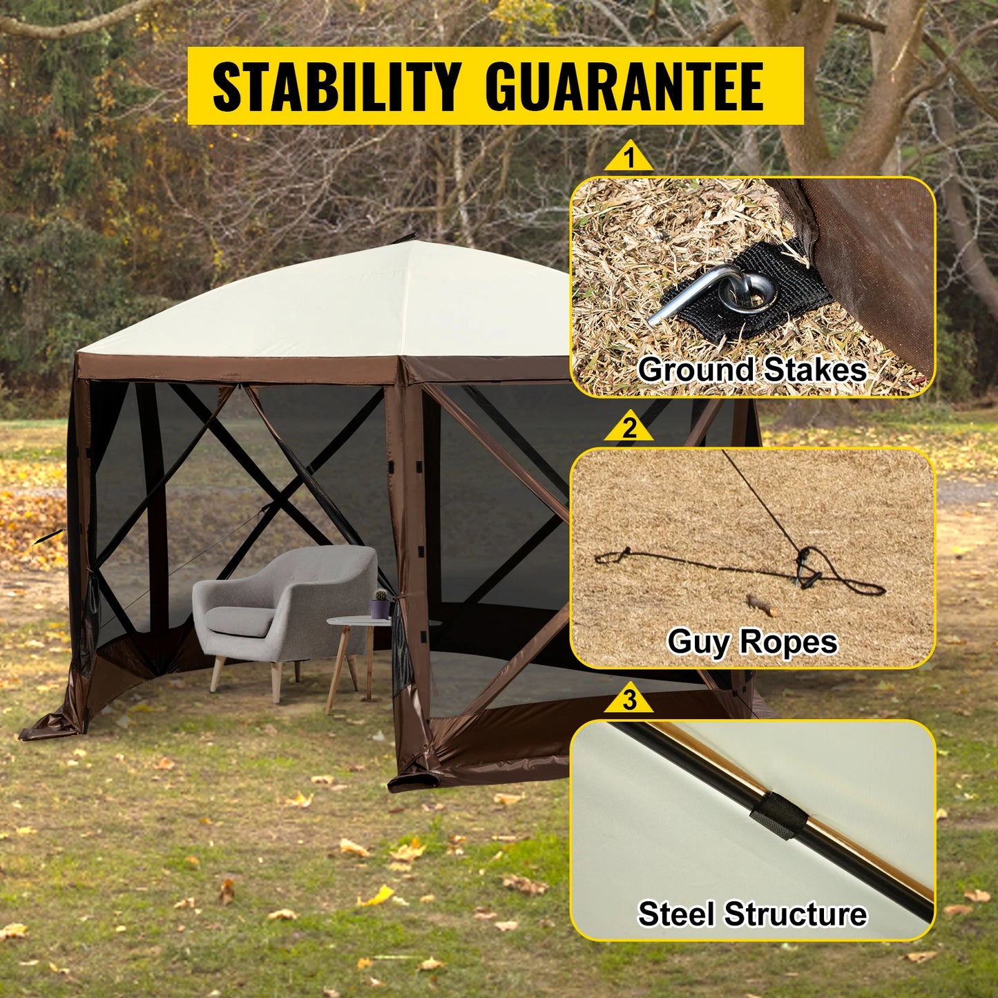 SucceBuy Pop Up Camping Gazebo Canopy Shelter Sun Shade