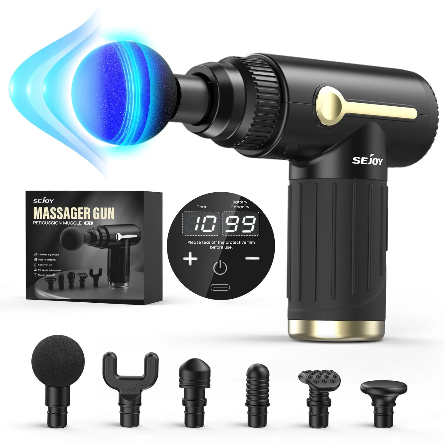 Sejoy Massage Gun Deep Tissue Percussion Massager 30 Speeds