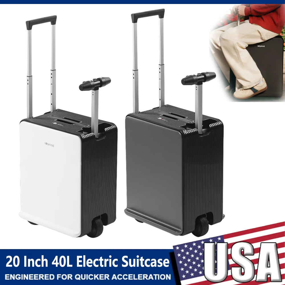 20 Inch Electric Suitcase 40L Large Capacity Boarding Trolley Case With TSA Lock For Men Women Rideable Travel Rolling Luggage