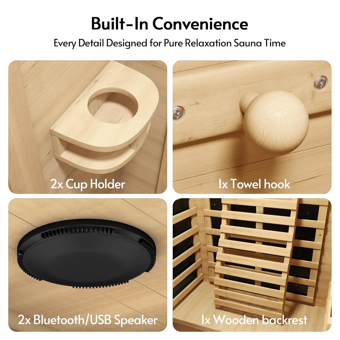 1-2 Person 6.3Ft Infrared Sauna, 7 Color Full Spectrum Wood Dry Sauna. Canadian Hemlock Indoor Saunas with 1745W, Customized