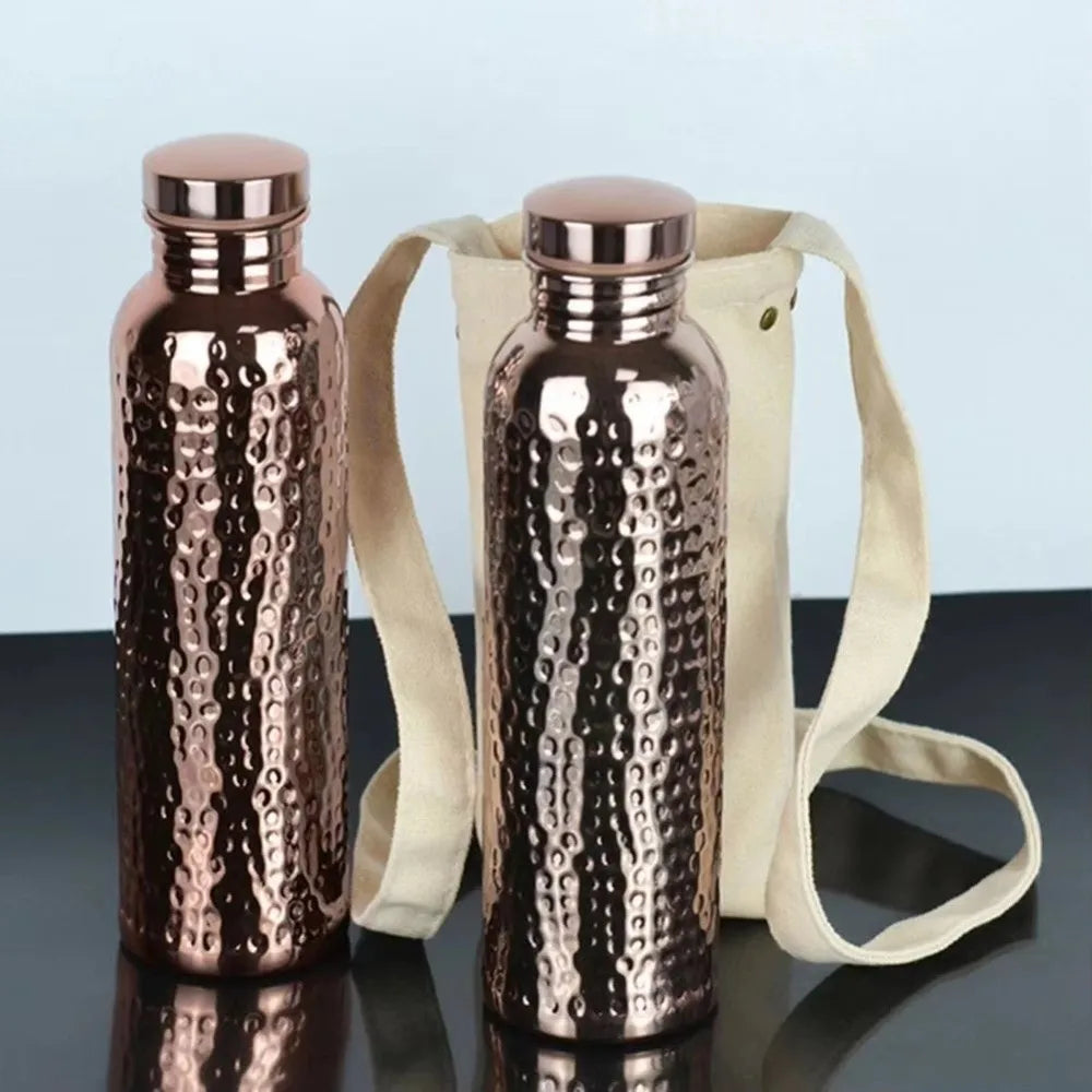 Hign Concerned Copper Water Bottle OneClick Hammer Pattern