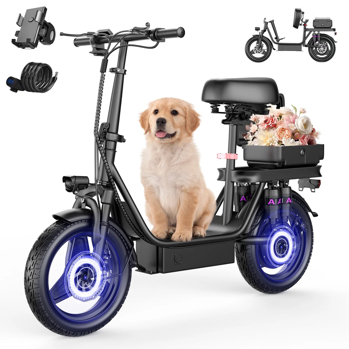 Max Speed Folding Electric Scooter 700W 48V For Adults