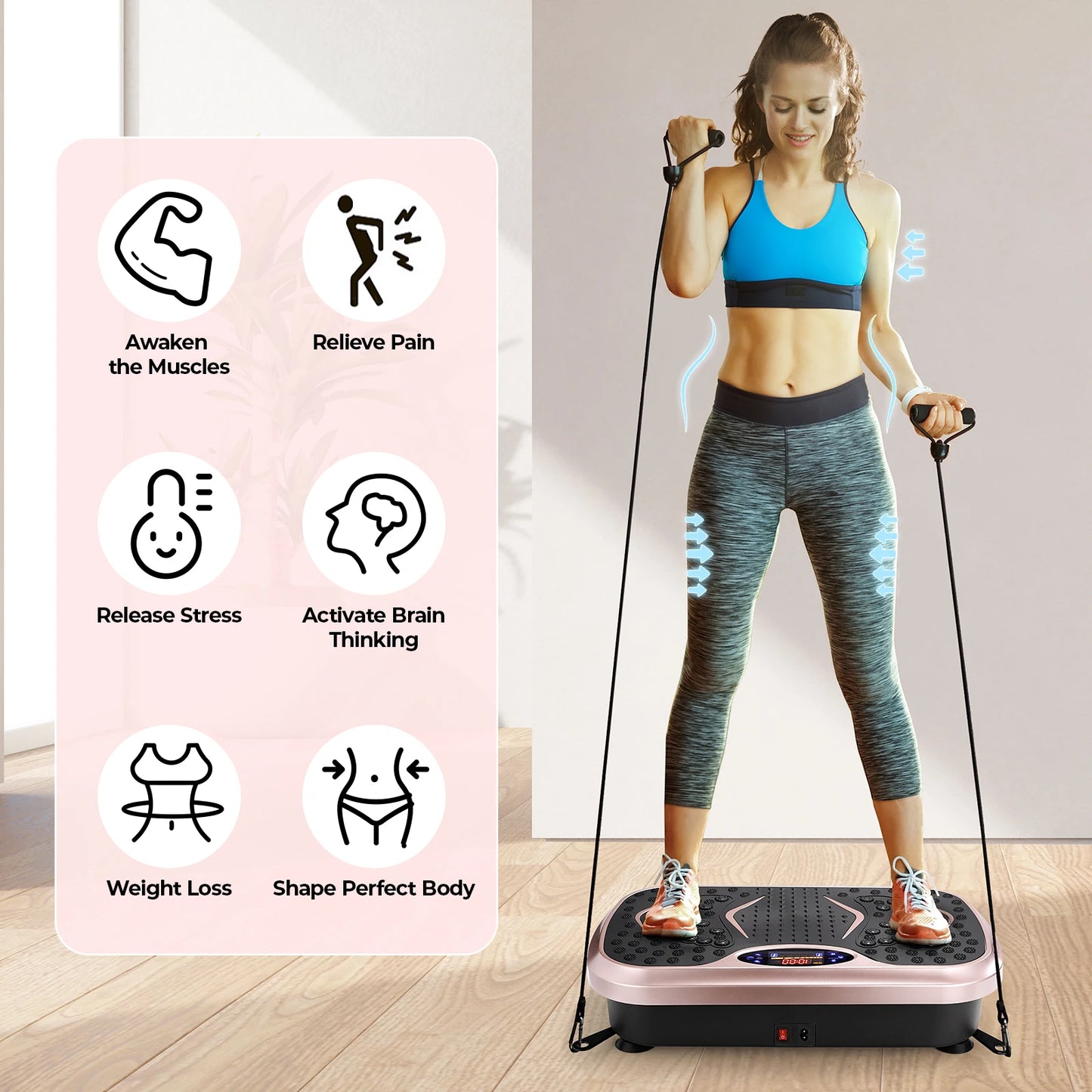 Vibration Plate Exercise Machine Home Workout Platform With Bands
