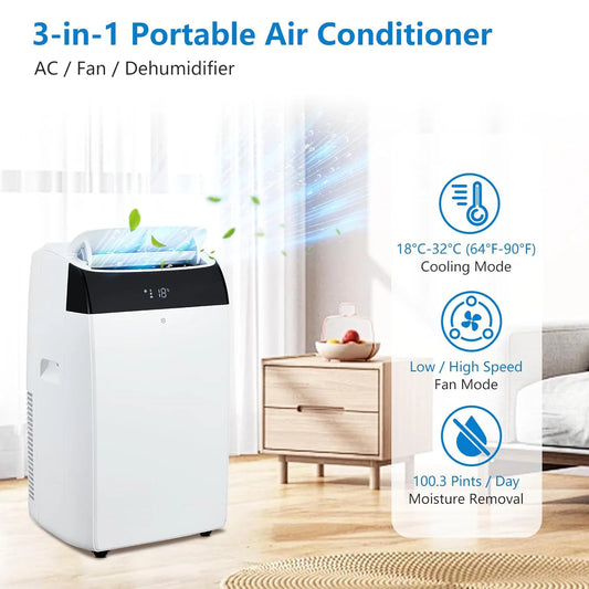 Adoolla 3-In-1 Portable AC With Dehumidifier And Remote