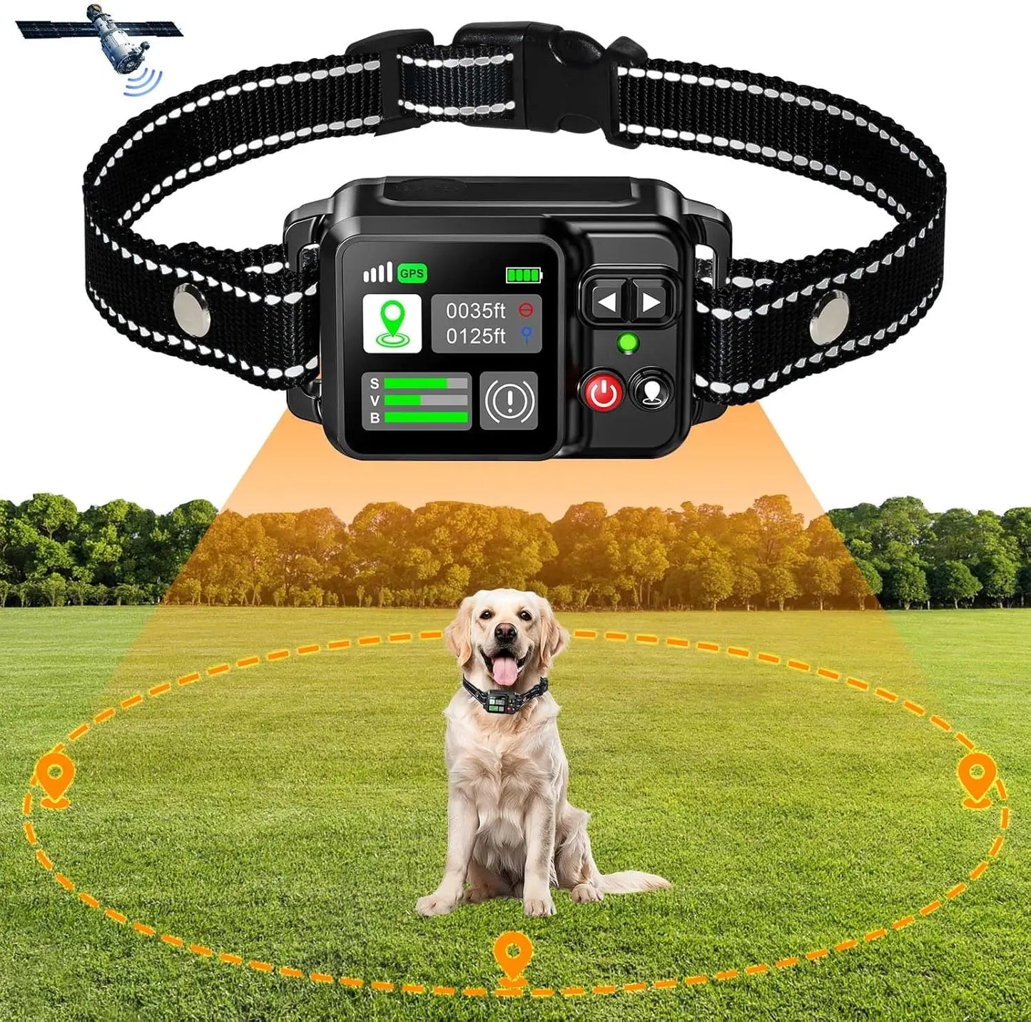 Petedu GPS Wireless Dog Fencing System With Satellite Technology