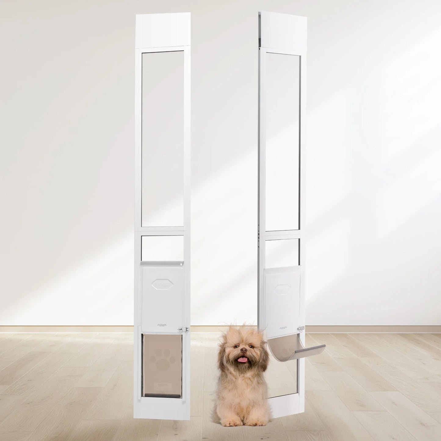 Dog Door Adjustable Sliding Glass Pet Door Aluminum Frame