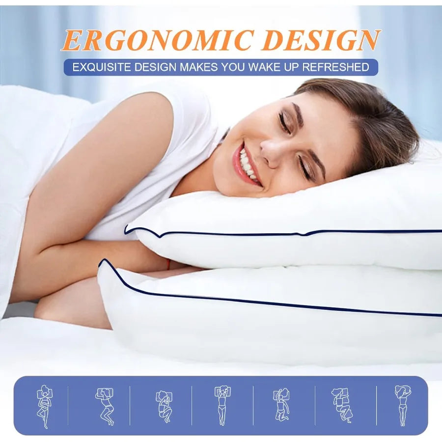 Cooling Hotel Quality Pillows 2 Pack Back Side Stomach Sleepers