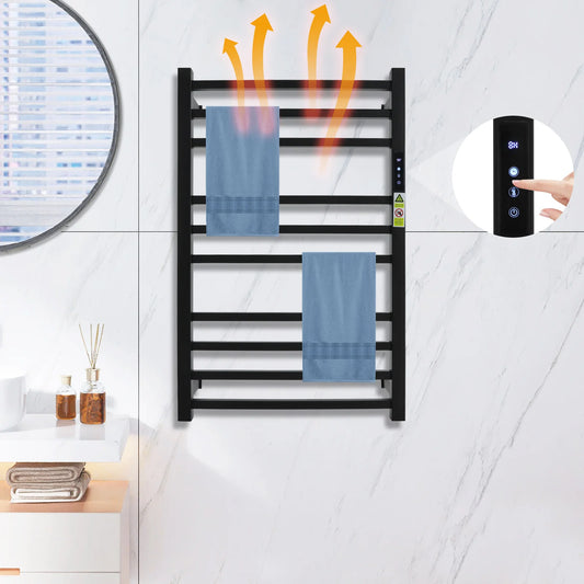 Wall-Mounted Electric Towel Rack, 10-Rod Large Space 120W Fast Heating for Bedroom Bathroom Kitchen Laundry Room Spa Sauna