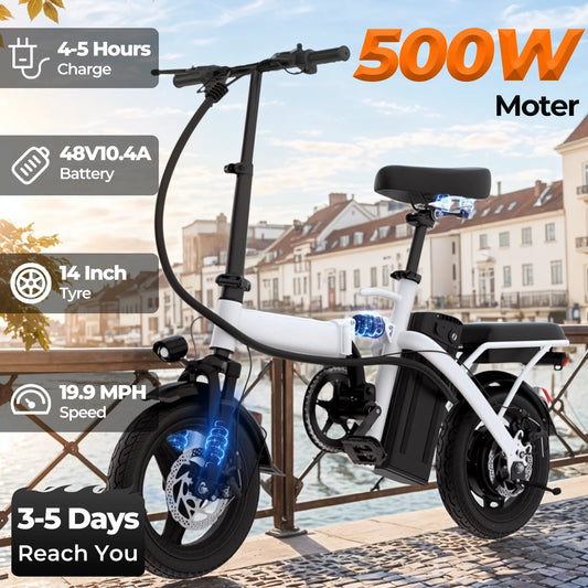 LELEKUAIC Folding Electric Bike 500W Removable Battery