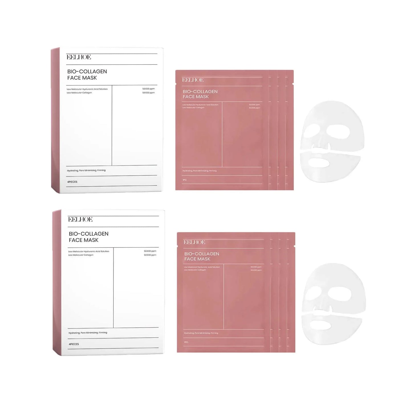 4/8/12Pcs Bio Collagen Face Mask Shrink Pores Deep Hydrating Overnight Mask Moisturizing Refreshing Brightening Face Skin Care